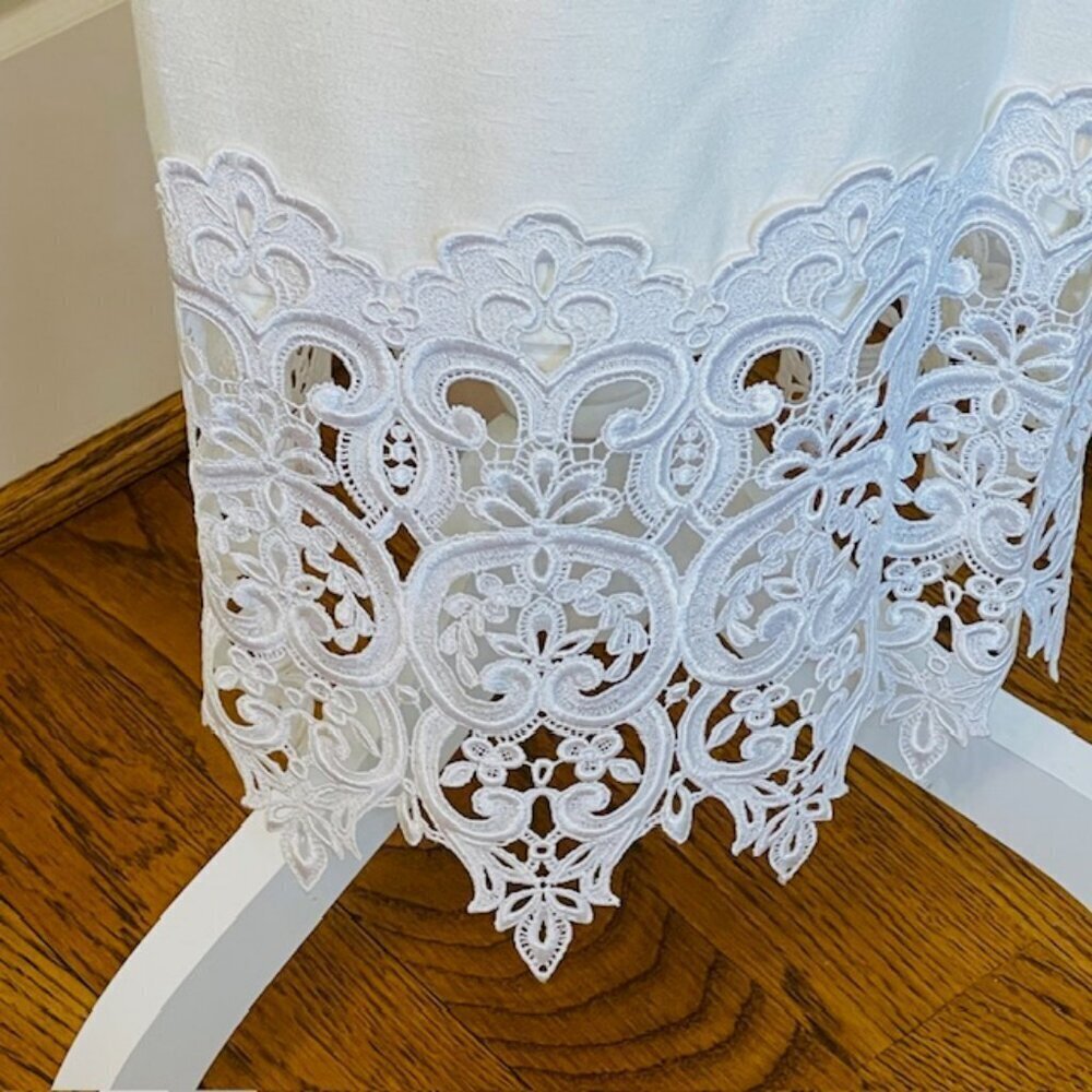 Jessica McClintock Vintage 90’s Ivory Lace Pearl Skirt Suit Bridal Shower Medium - Picture 9 of 10